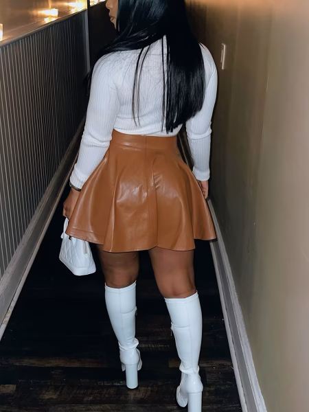 Versatile A-Line Mini Skirt with a Circular Hem for Autumn and Winter