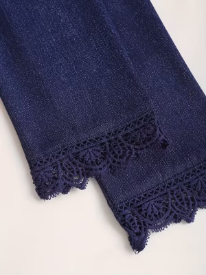 Sexy Lace Trimmed Mini Dress Bodycon Deep V-Neck