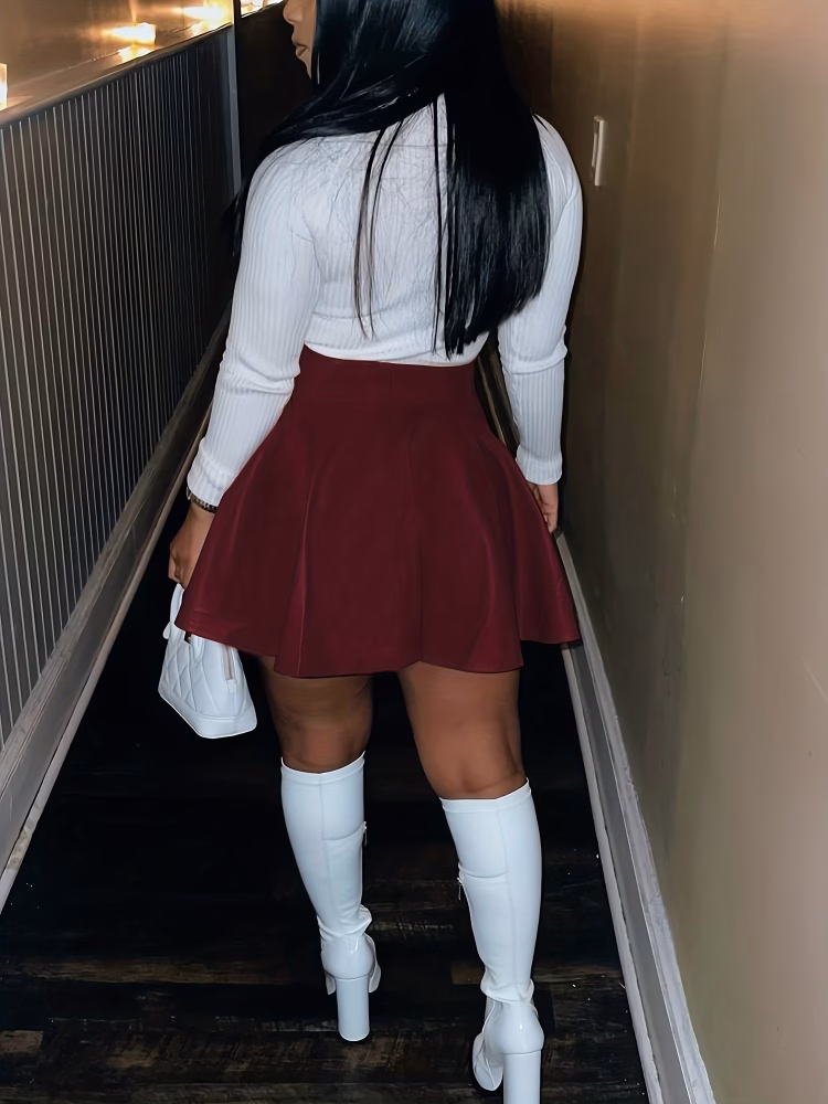 Versatile A-Line Mini Skirt with a Circular Hem for Autumn and Winter