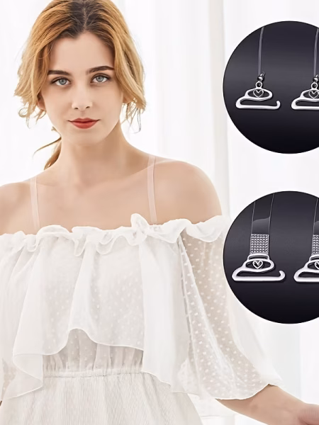 Sexy Transparent Bra Strap 2pcs Set Thin Shoulder Straps