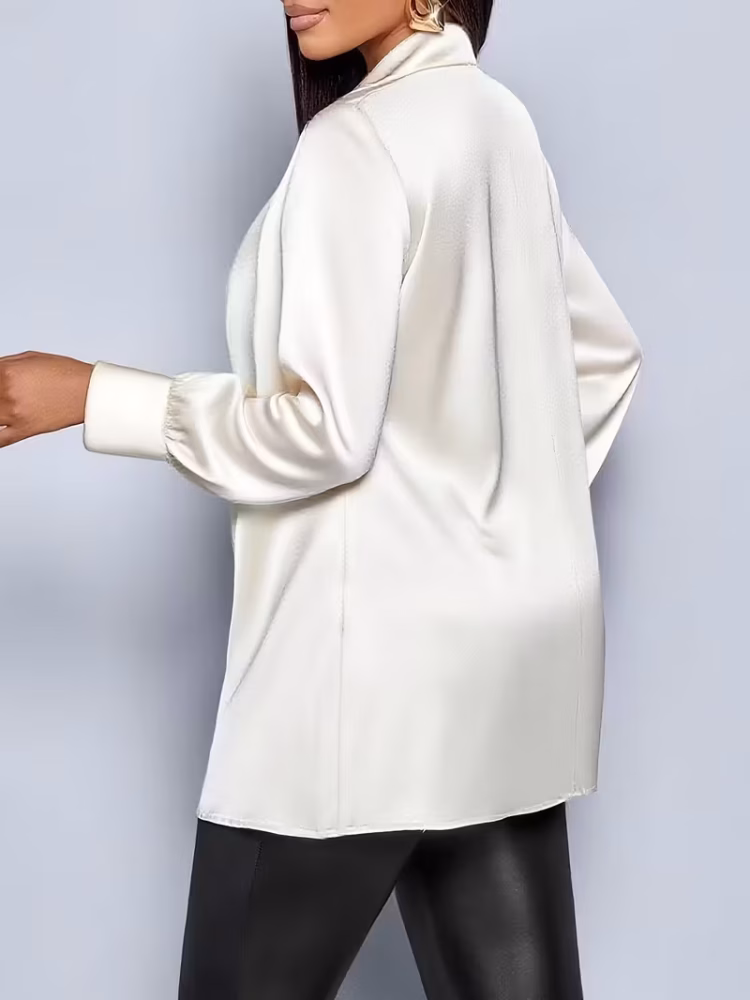 Autumn Blouse Plus-Size Solid Color Long-Sleeve V-Neck