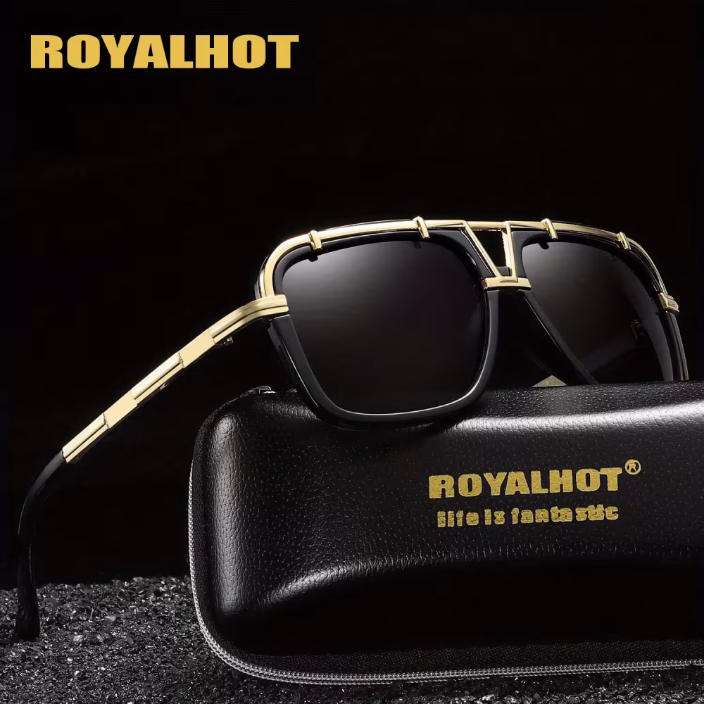 Royal Hot Men Sunglasses Zinc Alloy Large Frame PC Eyewear Classic Outdoor Fishing Driving Casual Mixed Color Decorative