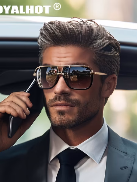 Royal Hot Men Sunglasses Zinc Alloy Large Frame PC Eyewear Classic Outdoor Fishing Driving Casual Mixed Color Decorative