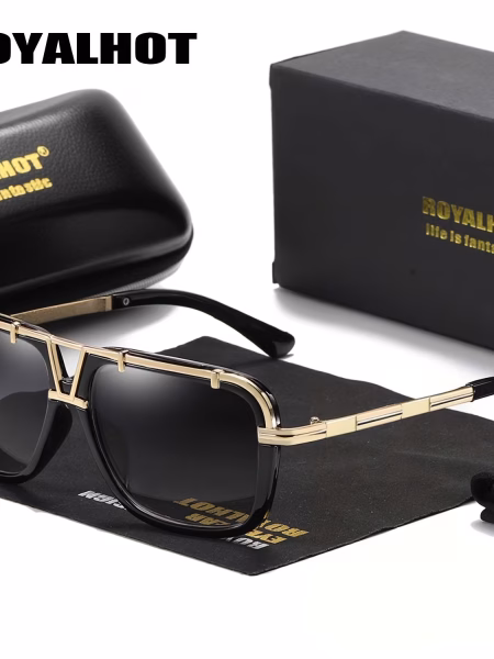 Royal Hot Men Sunglasses Zinc Alloy Large Frame PC Eyewear Classic Outdoor Fishing Driving Casual Mixed Color Decorative