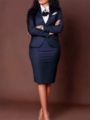 Formal Jacket and Skirt Formal Women’s Outfit with Bow Tie and Half Skirt