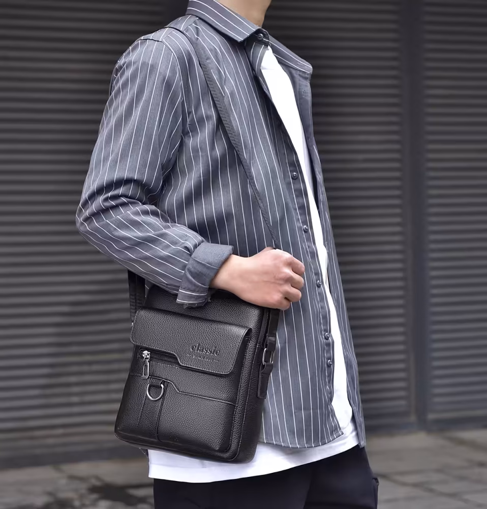 Men Vintage Shoulder Bag Multiple Compartments, Detachable Strap Office or Casual Use Valentine’s Day Gift for Husband or Boyfriend