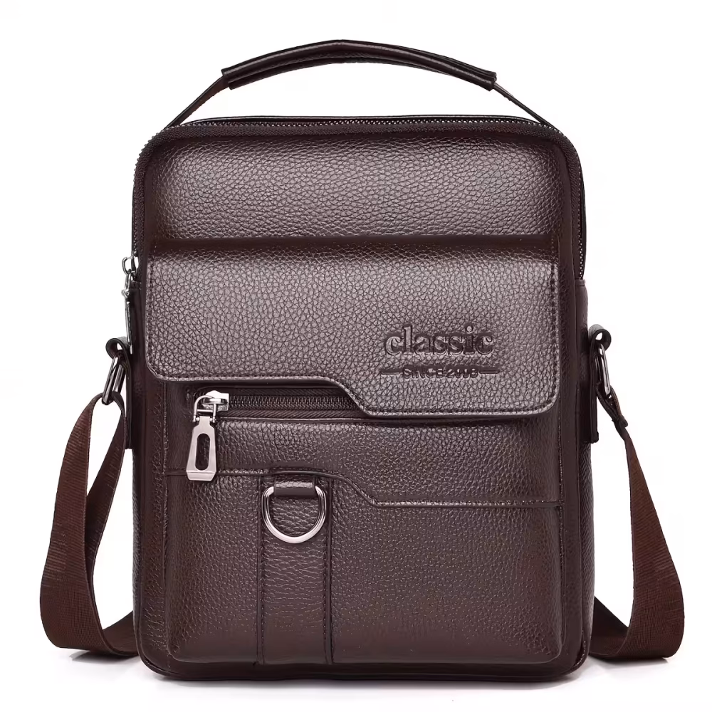 Men Vintage Shoulder Bag Multiple Compartments, Detachable Strap Office or Casual Use Valentine’s Day Gift for Husband or Boyfriend