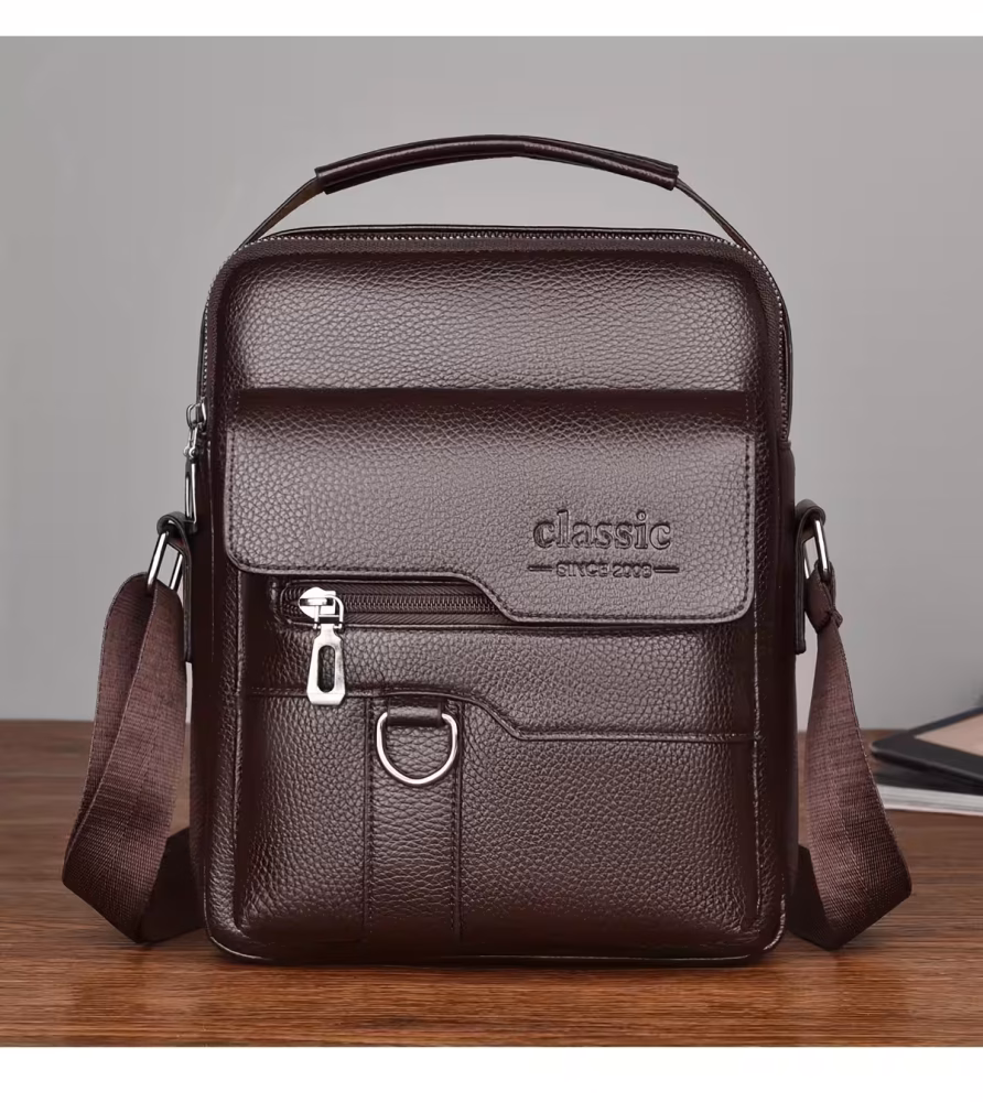 Men Vintage Shoulder Bag Multiple Compartments, Detachable Strap Office or Casual Use Valentine’s Day Gift for Husband or Boyfriend