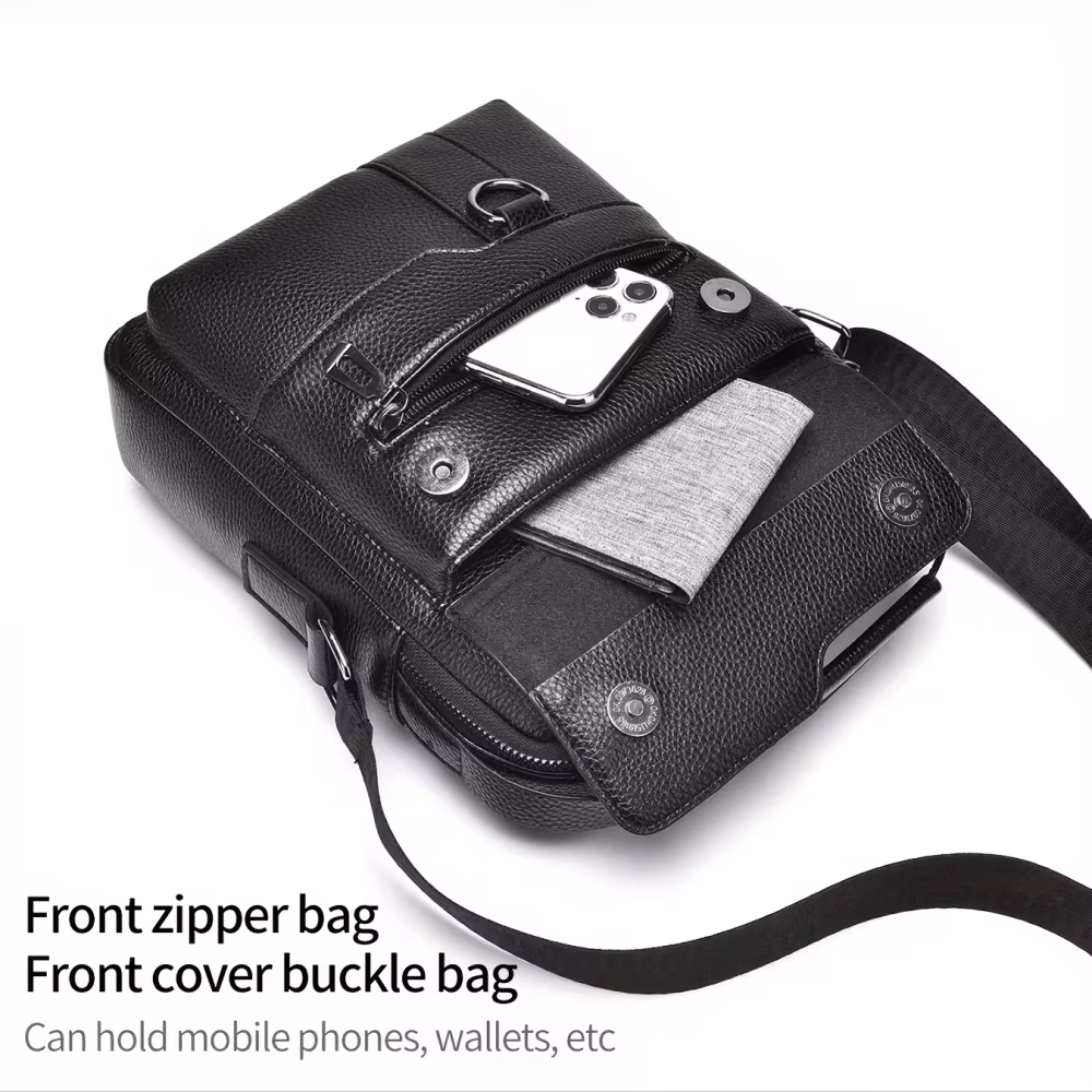 Men Vintage Shoulder Bag Multiple Compartments, Detachable Strap Office or Casual Use Valentine’s Day Gift for Husband or Boyfriend