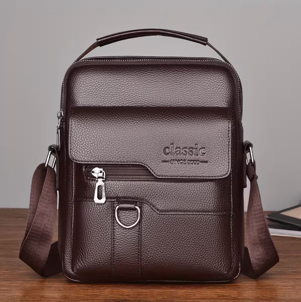 Men Vintage Shoulder Bag Multiple Compartments, Detachable Strap Office or Casual Use Valentine’s Day Gift for Husband or Boyfriend