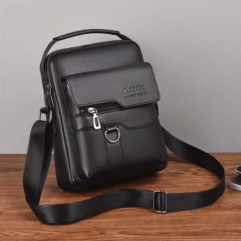 Men Vintage Shoulder Bag Multiple Compartments, Detachable Strap Office or Casual Use Valentine’s Day Gift for Husband or Boyfriend