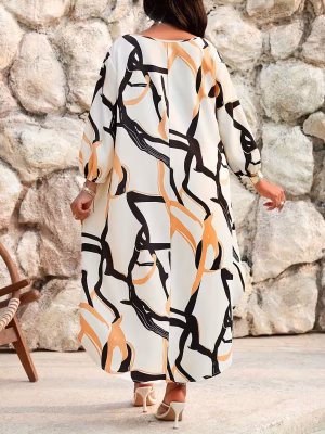 Plus Size Women Printed Blouse Casual Elegant Summer Shirt with Asymmetrical Hem Soft, Airy, and Gracefully Draped Top Designed to Enhance Curves and Add Sophisticated Warm‑Weather Charm