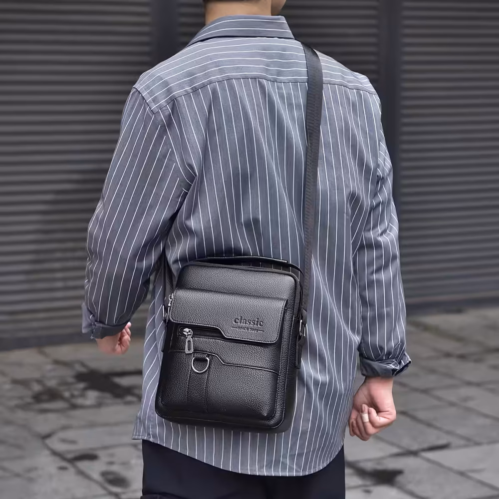 Men Vintage Shoulder Bag Multiple Compartments, Detachable Strap Office or Casual Use Valentine’s Day Gift for Husband or Boyfriend