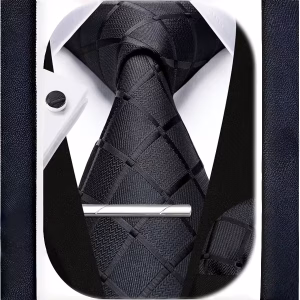 Luxury Men 4‑Piece Plaid Necktie Set Captivating Simple & Elegant