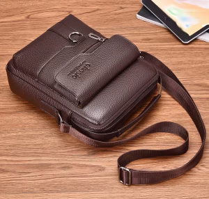 Men Vintage Shoulder Bag Multiple Compartments, Detachable Strap Office or Casual Use Valentine’s Day Gift for Husband or Boyfriend