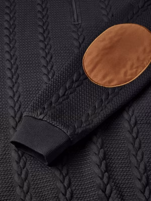 Henley Casual Sweater Knitted Fabric with Wheat Men Fashion Texture and Color Block Details, Long Sleeve, Half Placket with Zipper, Fall/Winter Collection