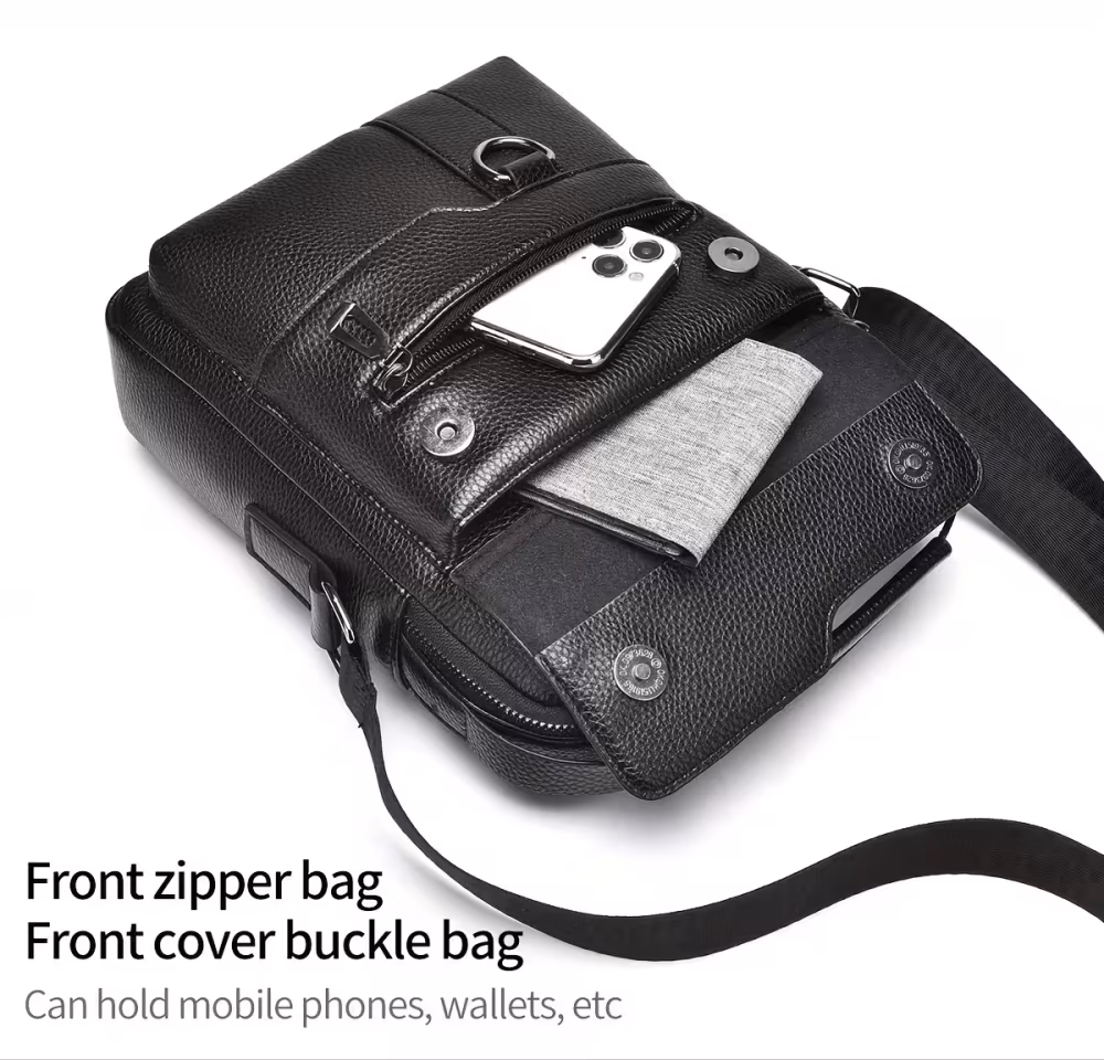 Men Vintage Shoulder Bag Multiple Compartments, Detachable Strap Office or Casual Use Valentine’s Day Gift for Husband or Boyfriend
