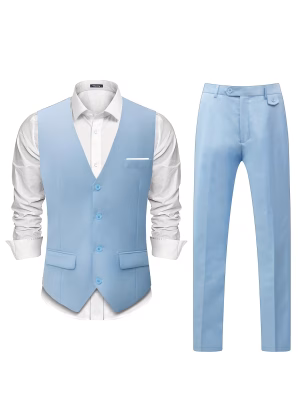 High‑Quality Two‑Piece outfit Solid‑Color Suit Set a stylish spring‑and‑autumnfeaturing Men tailored vest and matching trousers. Perfect for formal events, light business‑casual settings, weddings, and modern everyday sophistication.