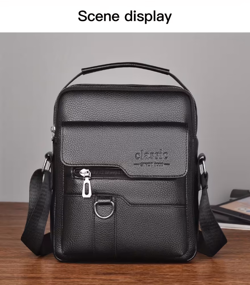 Men Vintage Shoulder Bag Multiple Compartments, Detachable Strap Office or Casual Use Valentine’s Day Gift for Husband or Boyfriend