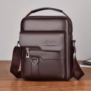 Men Vintage Shoulder Bag Multiple Compartments, Detachable Strap Office or Casual Use Valentine’s Day Gift for Husband or Boyfriend