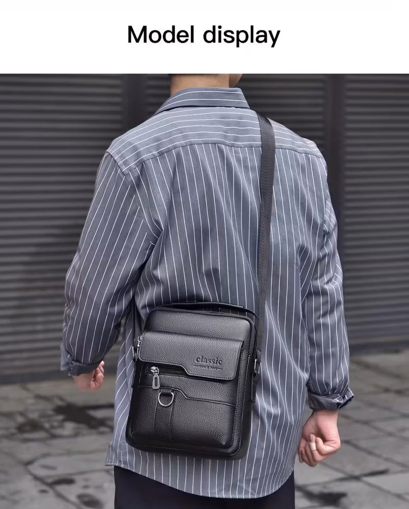 Men Vintage Shoulder Bag Multiple Compartments, Detachable Strap Office or Casual Use Valentine’s Day Gift for Husband or Boyfriend