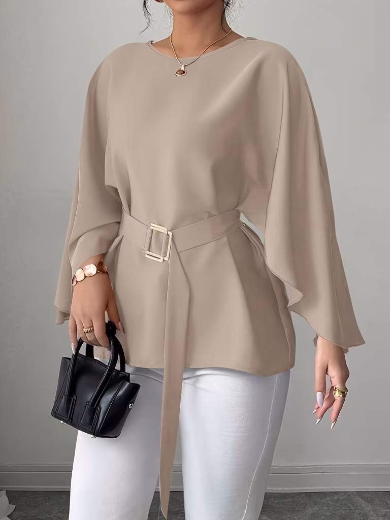 French Style Round Neck Blouse Batwing Sleeve Shirt