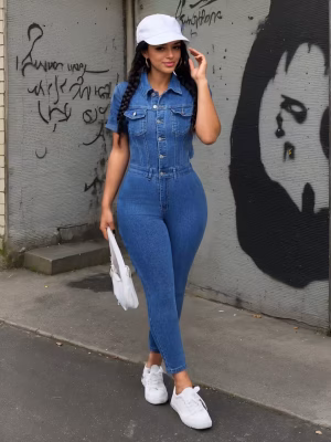 Slim Fit Stretch Jumpsuit Charming Celebrity Loved, Flattering Women Silhouette, Perfect for Every SeasonEnhances Body Shape And Suitable for All Seasons.