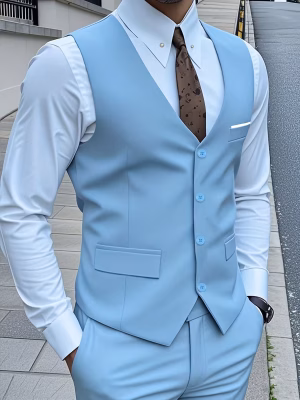 High‑Quality Two‑Piece outfit Solid‑Color Suit Set a stylish spring‑and‑autumnfeaturing Men tailored vest and matching trousers. Perfect for formal events, light business‑casual settings, weddings, and modern everyday sophistication.