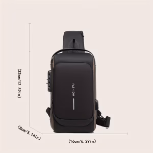 Anti-Theft Password Lock Chest Bag Men Durable Fabric, Adjustable Shoulder Strap, Fashionable Motorcycle and Leisure Sports Crossbody Bag