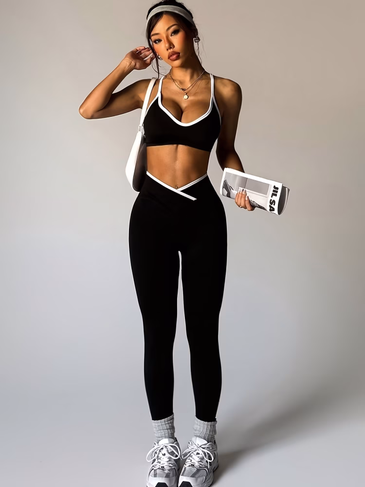 Flattering Yoga Sports Bra and Pants Adorable 2 Piece Outfit Comfortable for Women