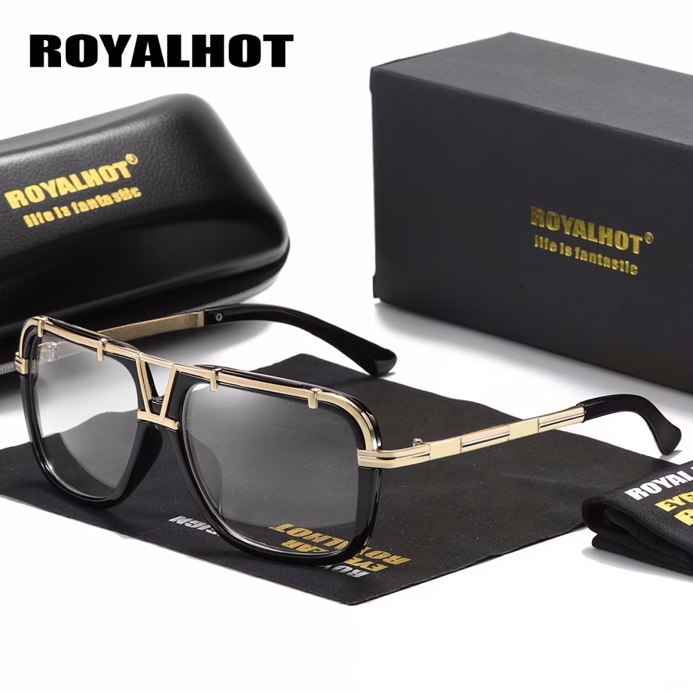 Royal Hot Men Sunglasses Zinc Alloy Large Frame PC Eyewear Classic Outdoor Fishing Driving Casual Mixed Color Decorative