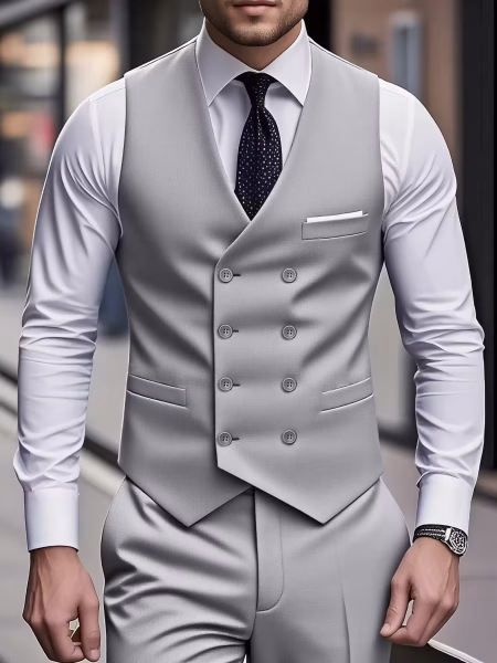 Men Single-2 Piece Suit with a Double-Breasted Vest