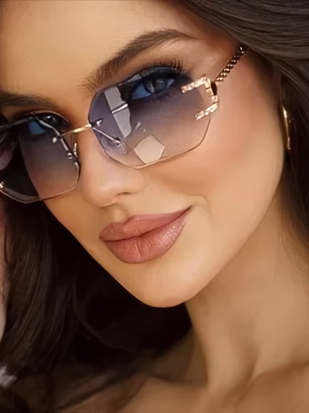 Women Gradient Metal Glasses Oversized Polygonal Frameless, Fashion Accessory, 1 pc, Must-Have for Summer Women’s Oversized Polygonal Frameless Gradient Metal Sunglasses – Ultra‑Lightweight Fashion Accessory for Effortless Summer Style, Chic Geometric Design, Premium UV Protection, Trend‑Forward Statement Eyewear, 1 Pc Essential for Sunny‑Day Outfit