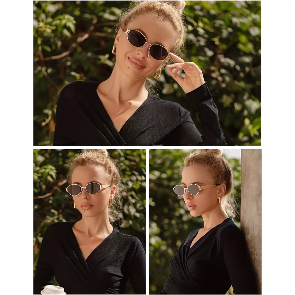 A Pair of Elegant Women Glasses with a Golden Rim – Oval Frame, Metal Hinges, Suitable for Both Casual And Formal Occasions – a Refined Accessory for Parties And Offices, Featuring a Trendy Design, Durable Materials, And a Chic Style