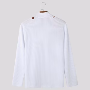 Knit T-Shirt with Hollowed Shoulders, Men Captivating V Neck