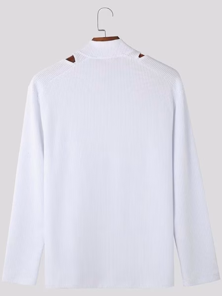 Knit T-Shirt with Hollowed Shoulders, Men Captivating V Neck