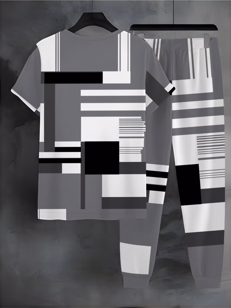 Short Sleeve and Long Pants Sports Men Outfit Elegant Casual