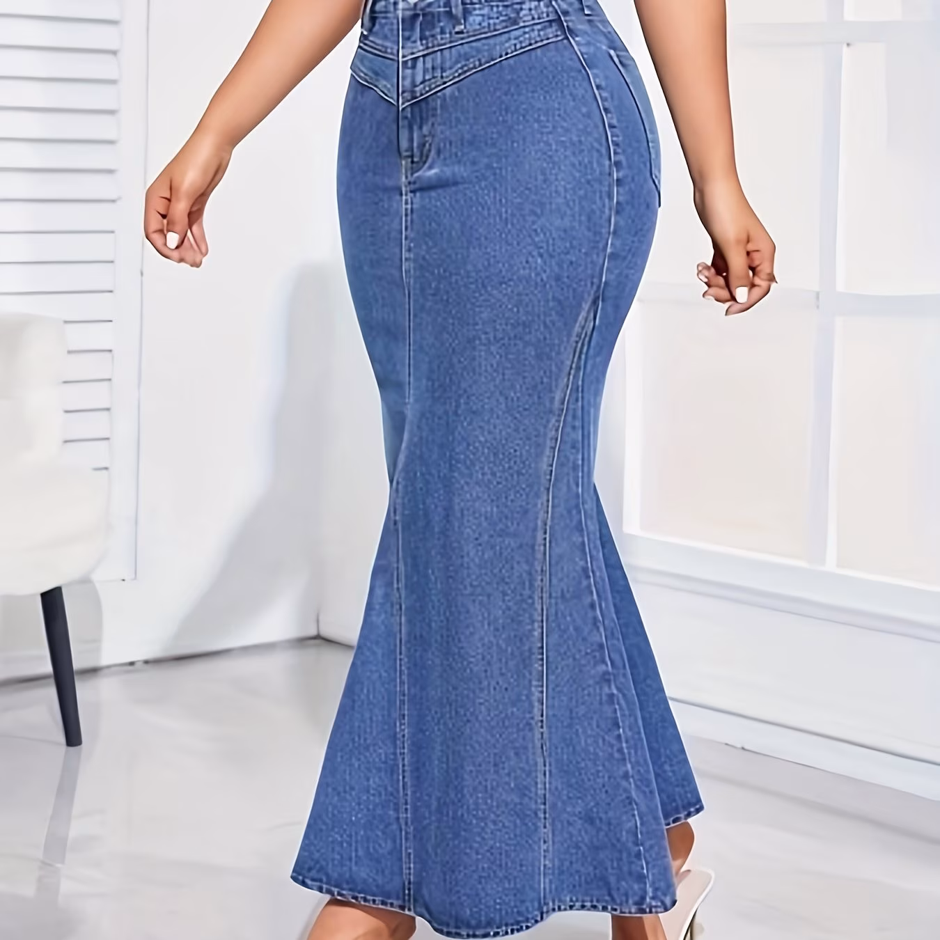 Denim Bodycon Maxi Skirt
