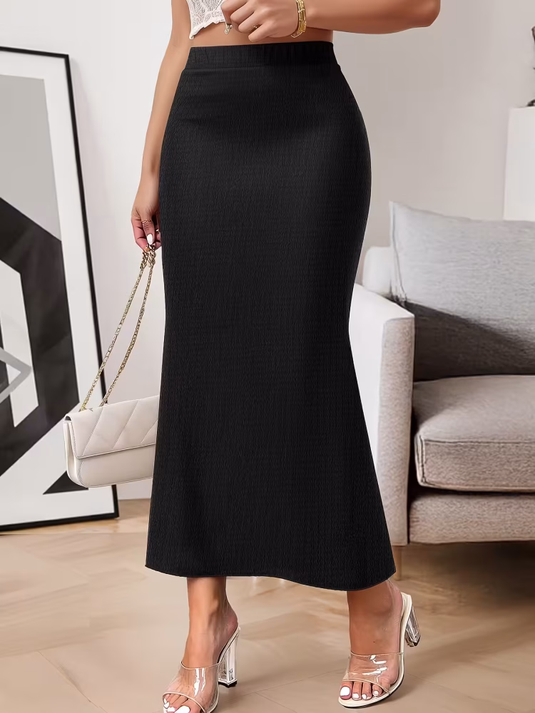 Plus Size Women’s Maxi Skirt Affordable Spring and Autumn Elegant Vintage