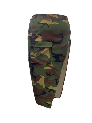 Stylish Camouflage Maxi Skirt Captivating High-Waisted Women’s