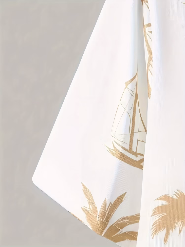 Hawaiian Print T-Shirt and Shorts Set of Two Casual Summer Outfits for Men