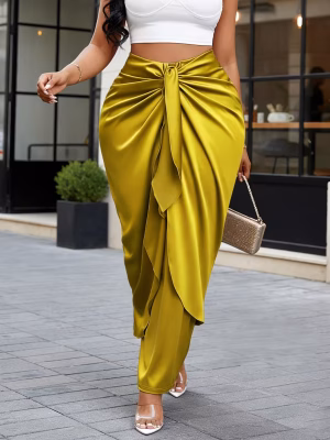 Mustard Yellow Long Maxi Skirt Elegant and Charming Pencil High Waist