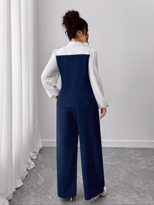 Plus‑Size Elegant Top and Pants Business Class 2-Piece Outfit