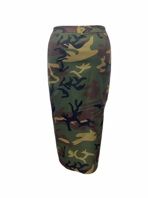 Stylish Camouflage Maxi Skirt Captivating High-Waisted Women’s