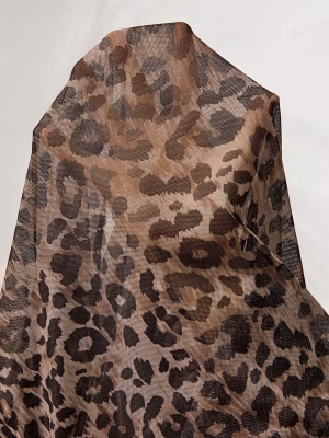 Leopard Print Semi Sheer Blouse Charming Women Shirt Plus Size Round Neck