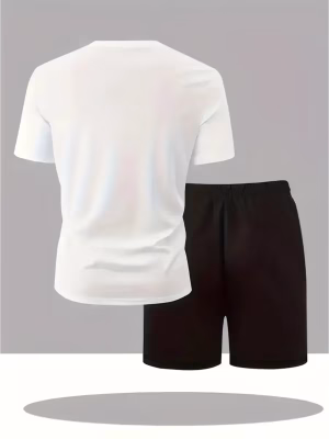Men T-Shirt Shorts Set 2-Piece Comfortable Ideal Gift for Boyfriend