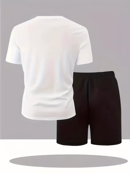 Men T-Shirt Shorts Set 2-Piece Comfortable Ideal Gift for Boyfriend