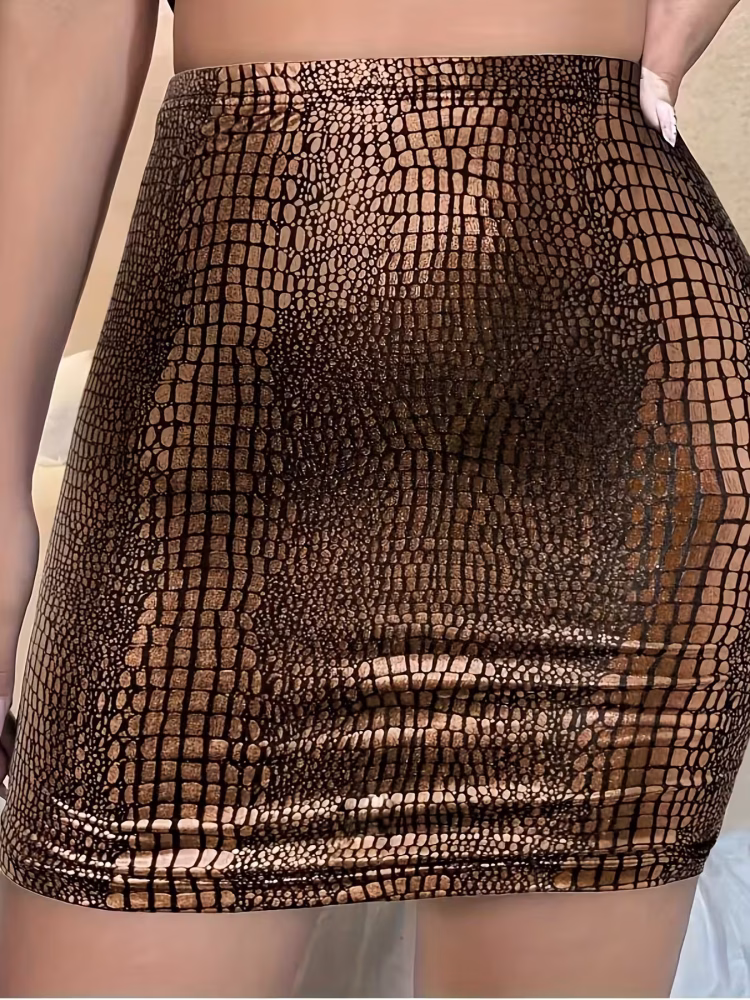 Bodycon Mini Skirt is Designed to Turn Heads This Fashion Snake Print Mini Skirt Features a Flattering High Waist & Seductively Sleek Fit