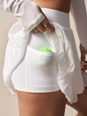 Fashionable Pleated Mesh Skirt and Biker Shorts with Pockets 2-in-1 Look for Anti-see-through Effect, Suitable for, Outdoor, Shopping, and Daily Casual Wear Skin-friendly and Comfortable