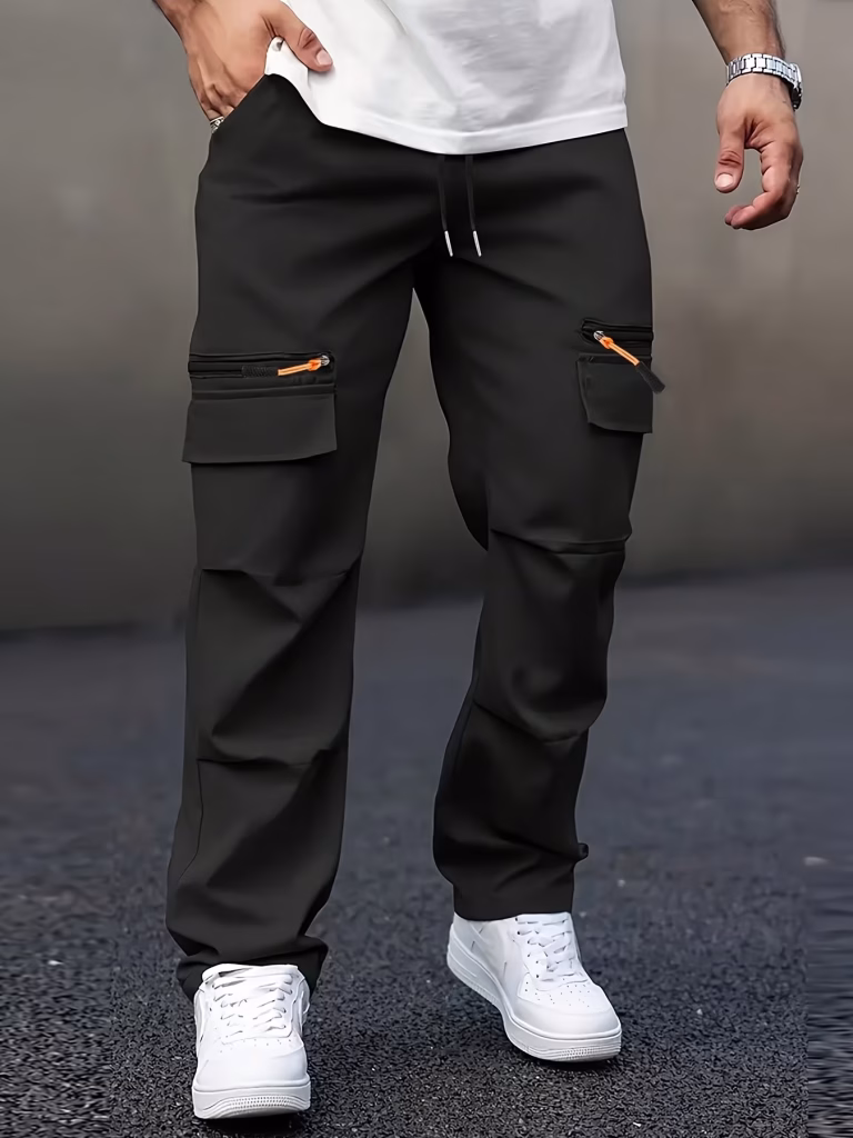 Men Casual Cargo Pants and Fashionable Multi-pocket Workwear Trousers